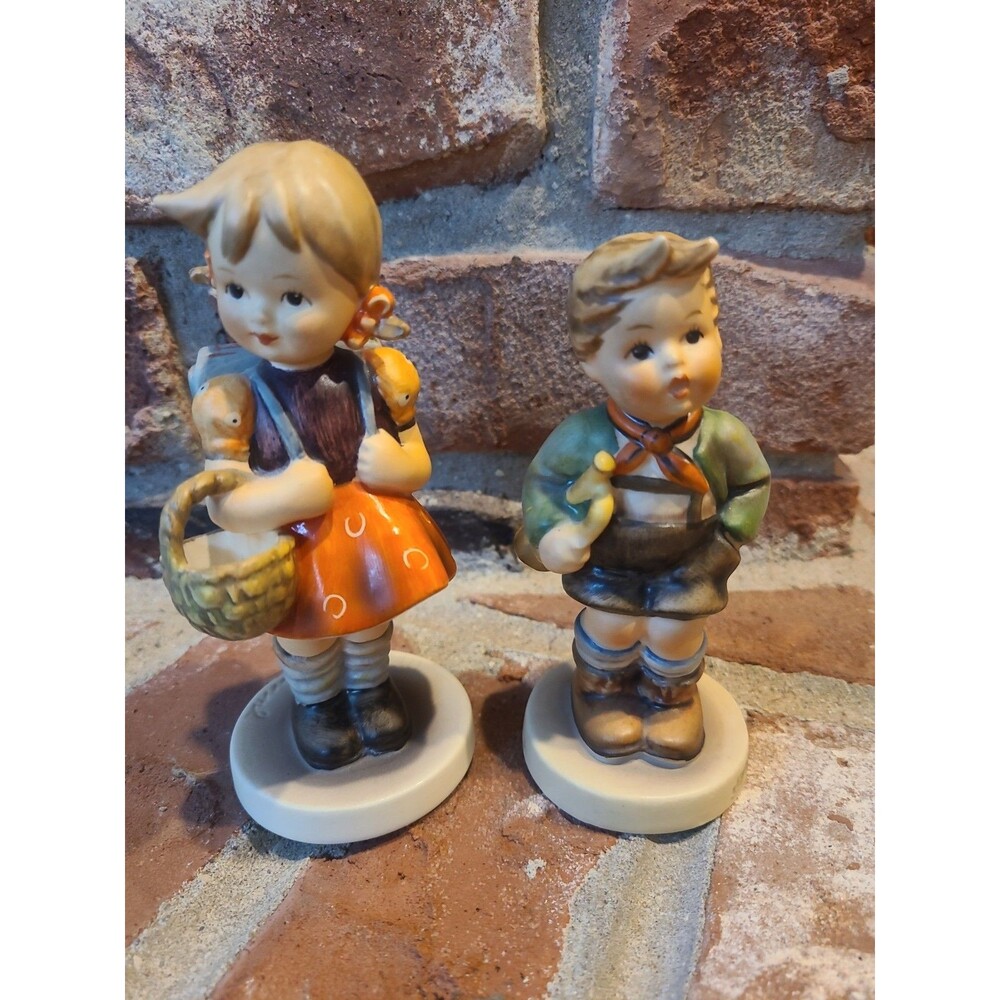 LOT of  2 GOEBEL HUMMEL FIGURINES, Trumpet Boy, School Girl . West Germany